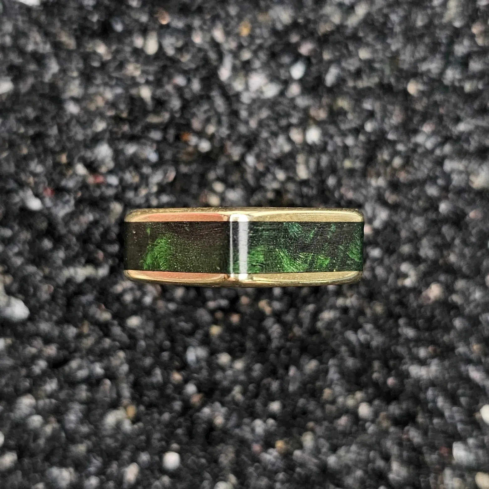 The Ouija (Green Burl Wood & Brass Ring)