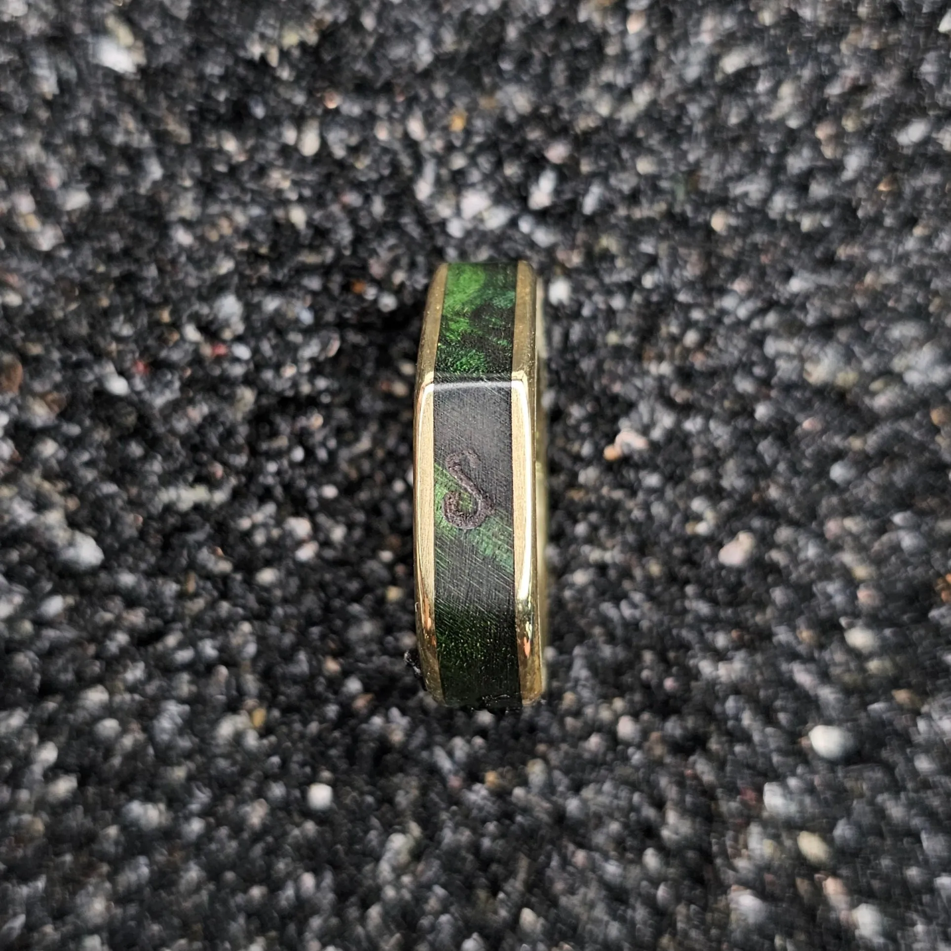 The Ouija (Green Burl Wood & Brass Ring)
