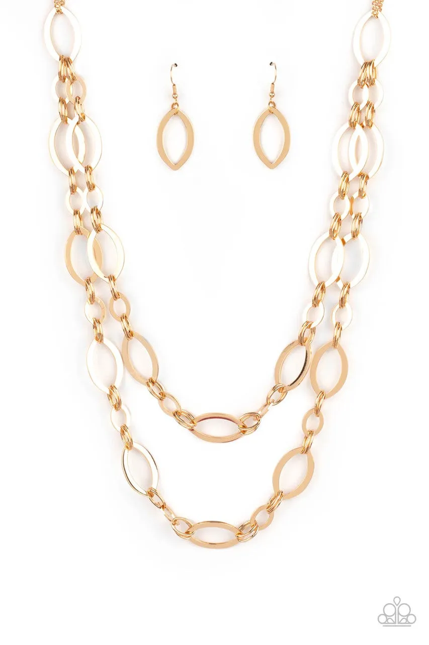 The OVAL-achiever Gold Paparazzi Necklace