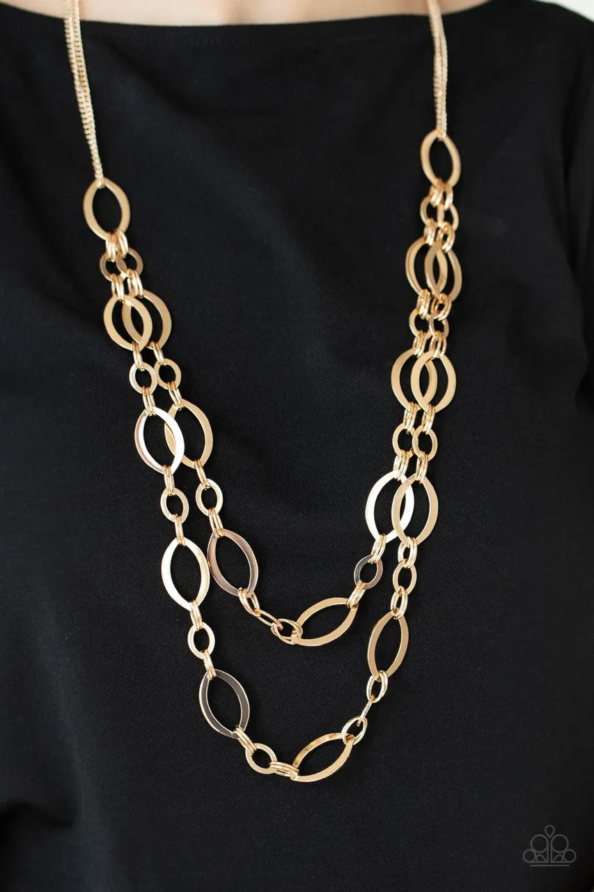 The OVAL-achiever Gold Paparazzi Necklace