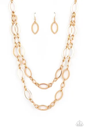 The OVAL-achiever Gold Paparazzi Necklace