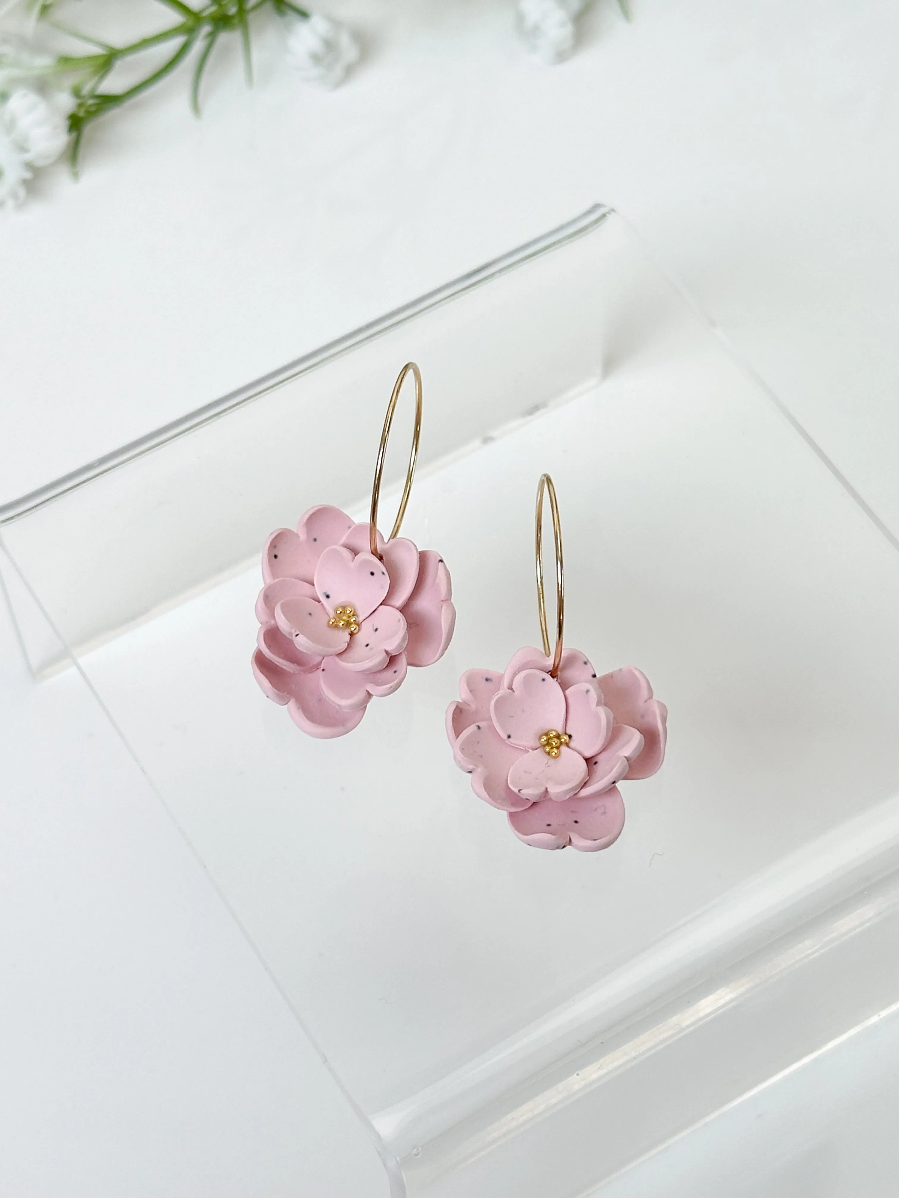 The Pink Statement Flower Hoops