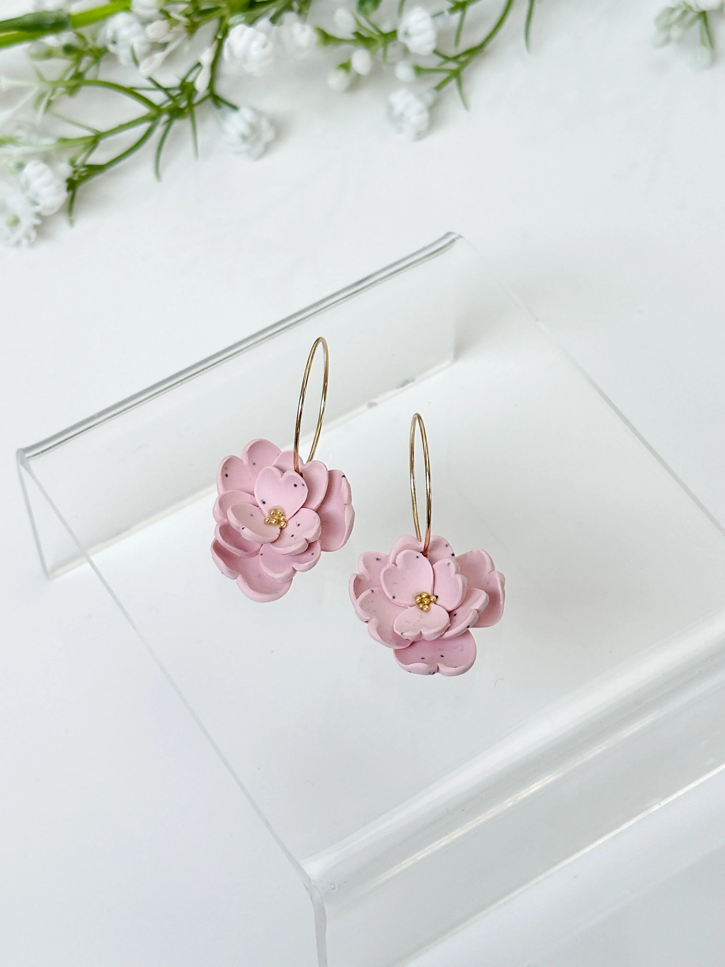 The Pink Statement Flower Hoops