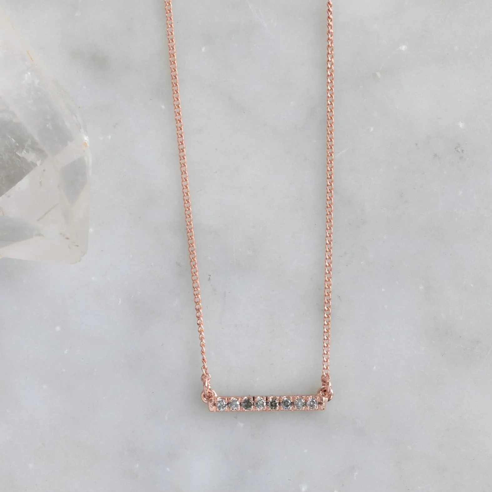The Salt and Pepper Diamond Bar Necklace | 14K Rose Gold