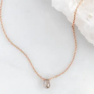 The Simple Champagne Diamond Briolette Necklace | Rose Gold Filled