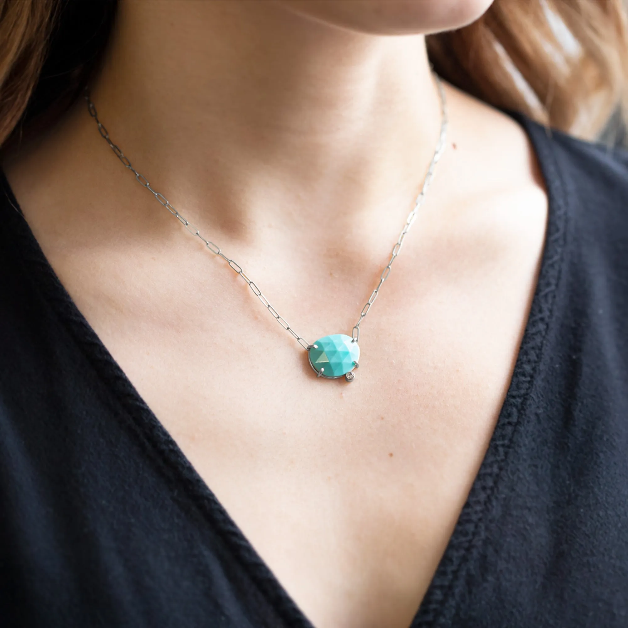 The Turquoise   Diamond Pendant Necklace | Sterling Silver
