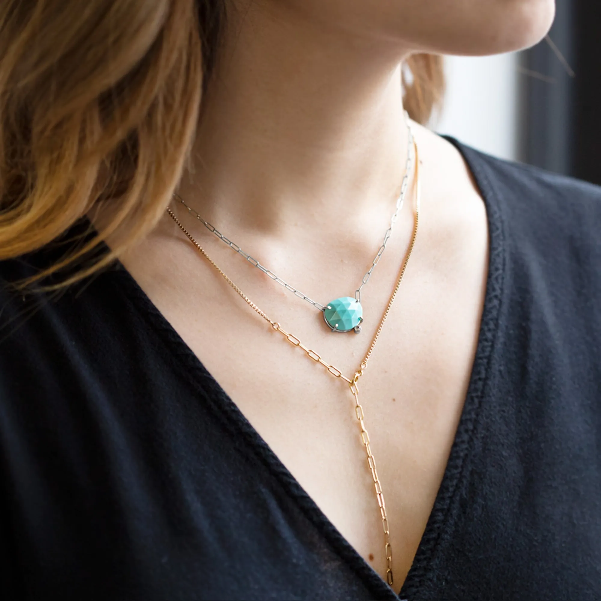 The Turquoise   Diamond Pendant Necklace | Sterling Silver