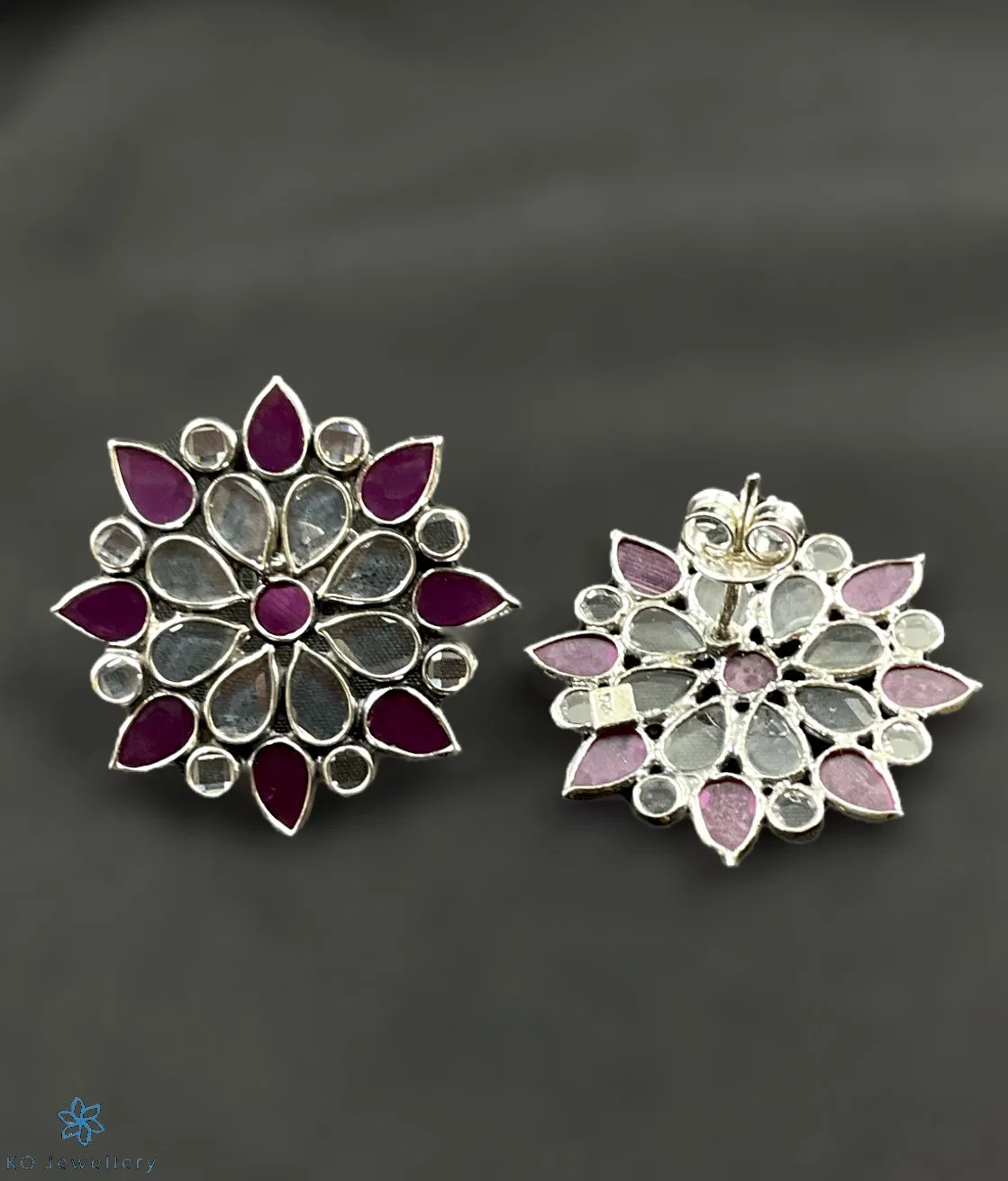 The Viha Polki Silver Earrings