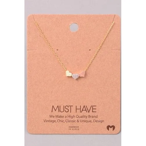 Three Dainty Hearts Necklace.