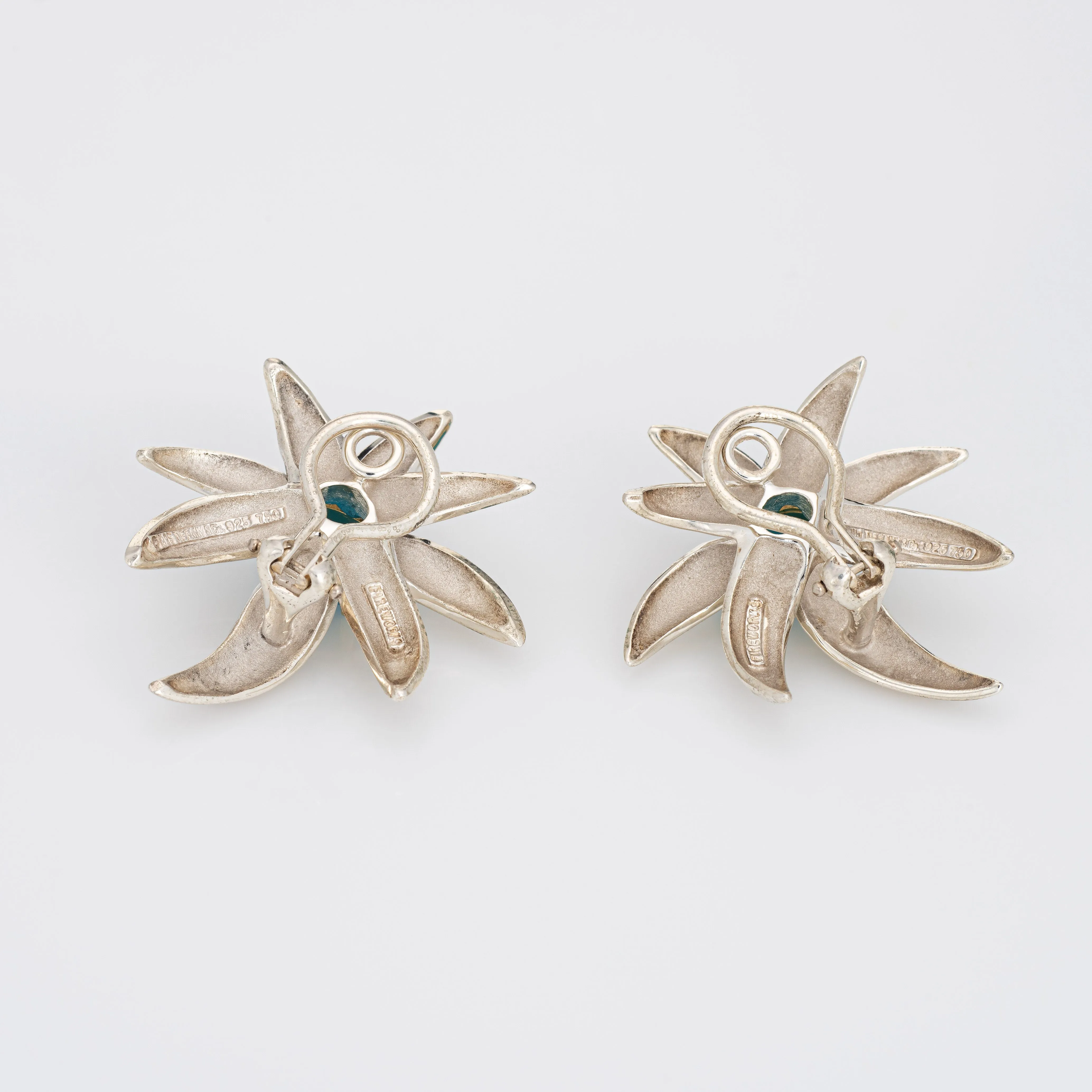 Tiffany & Co Fireworks Earrings Turquoise c1995 Sterling Silver 18k Gold Jewelry