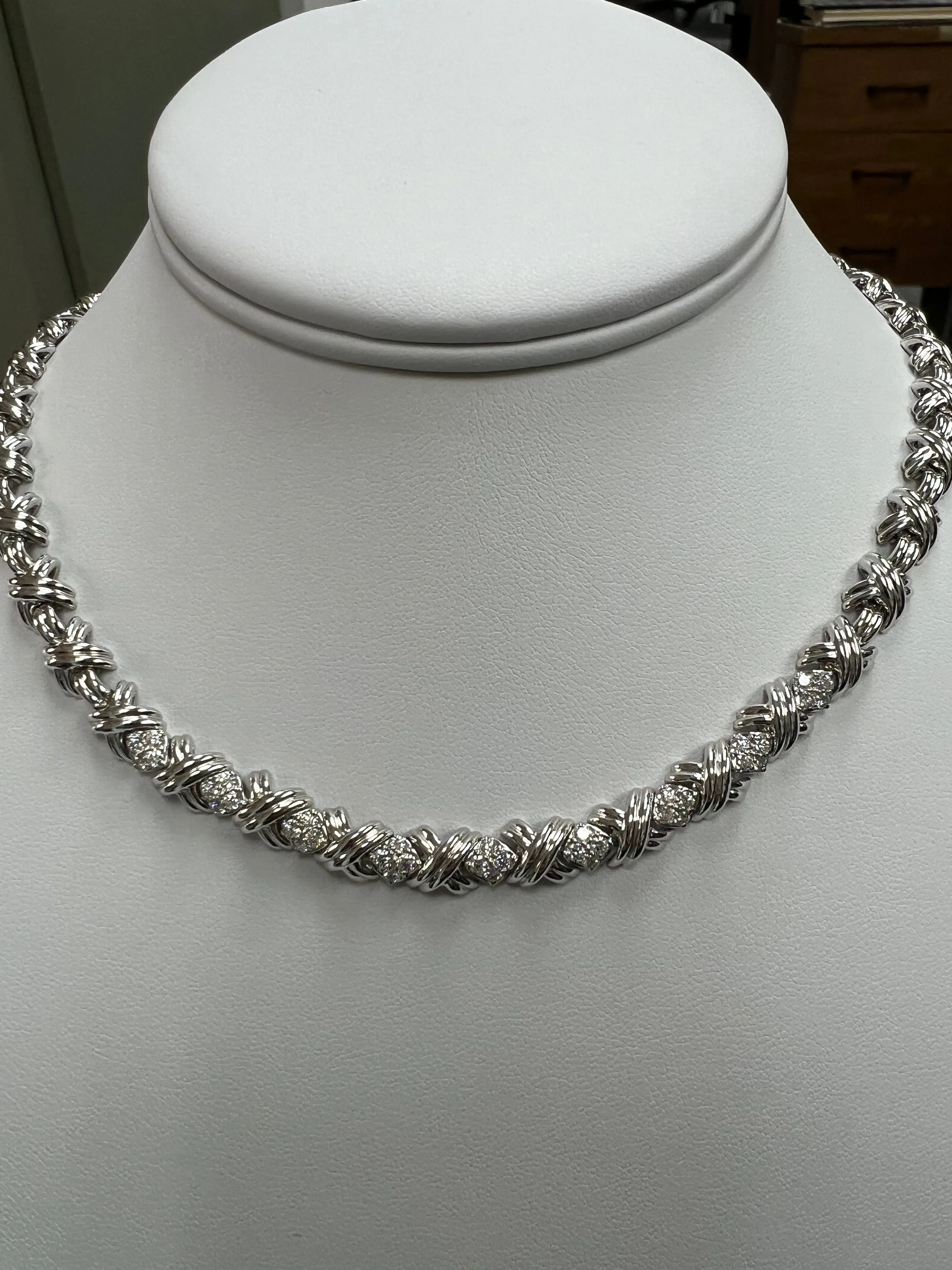 Tiffany White Gold Diamond Signature Necklace