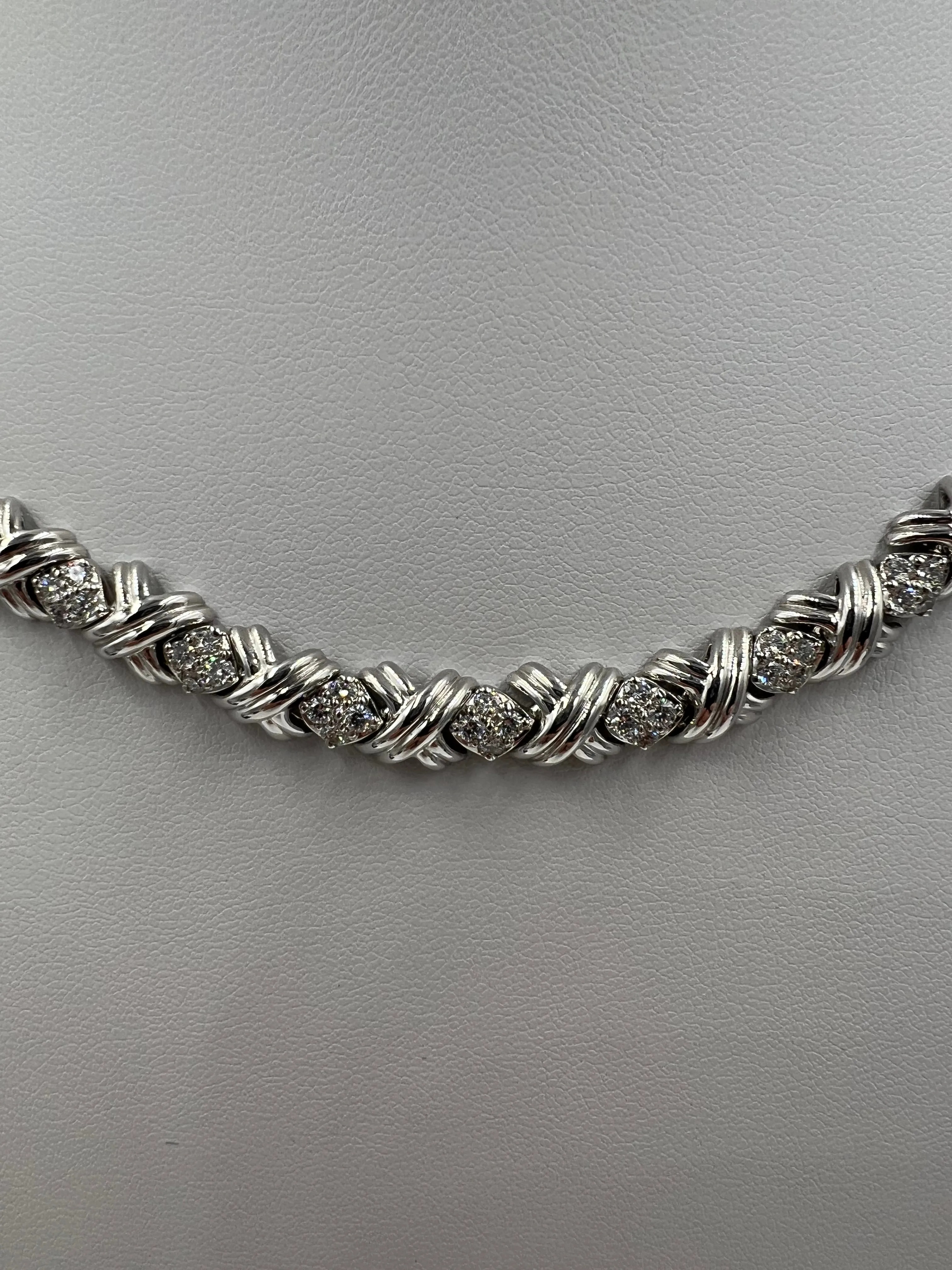 Tiffany White Gold Diamond Signature Necklace