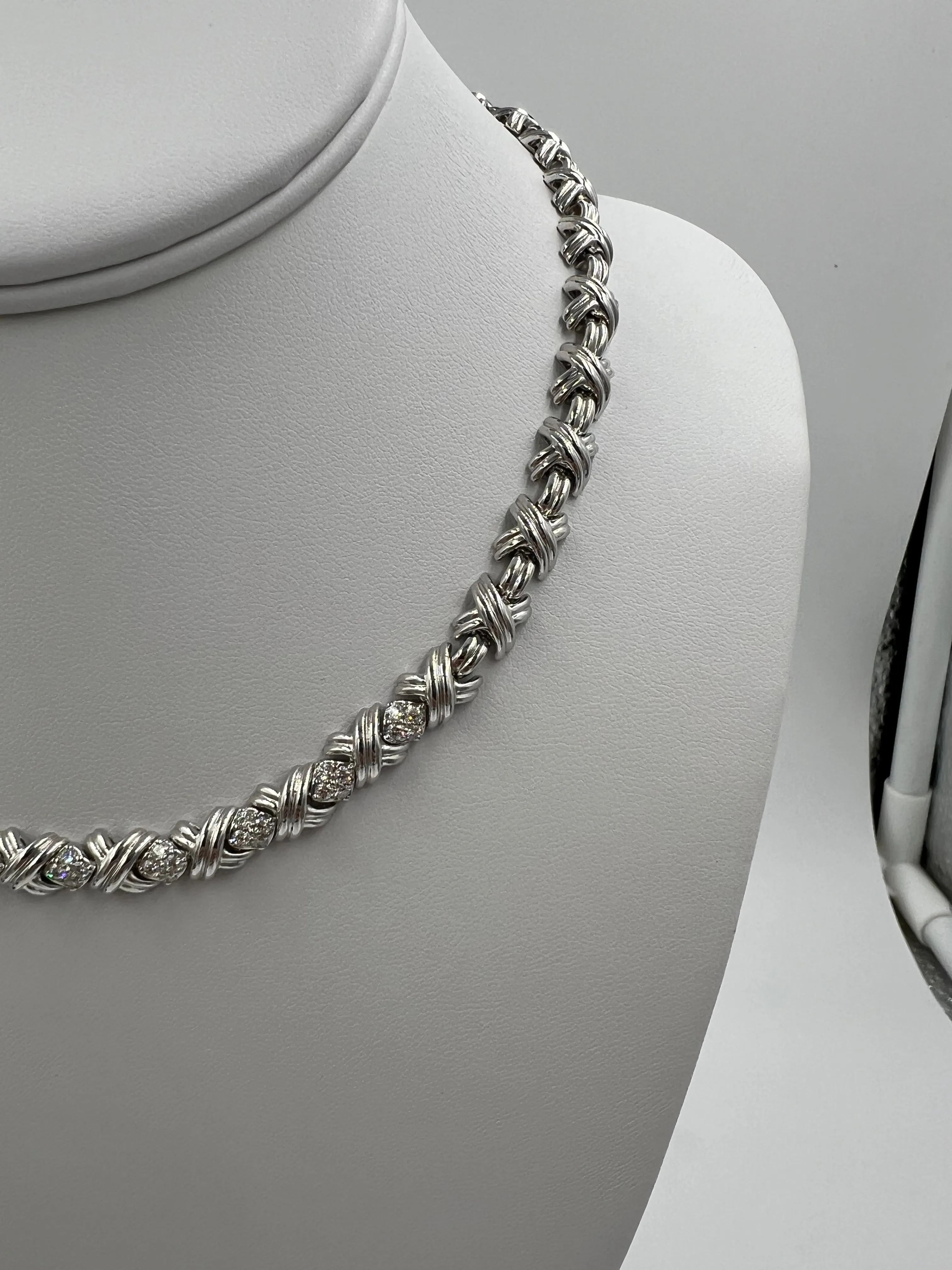 Tiffany White Gold Diamond Signature Necklace