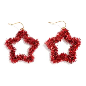 Tinsel Wrapped Star Drop Earring