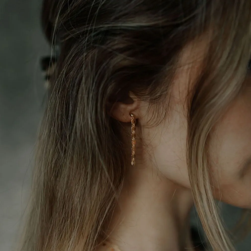 Tiny Disc Drop Earrings