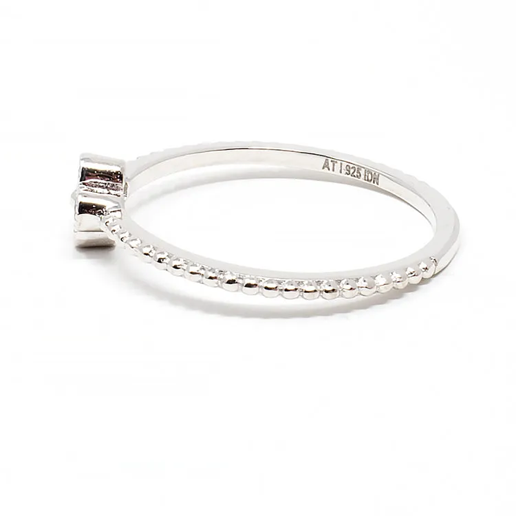 Tiny Flower Ornament CZ Ring - Silver