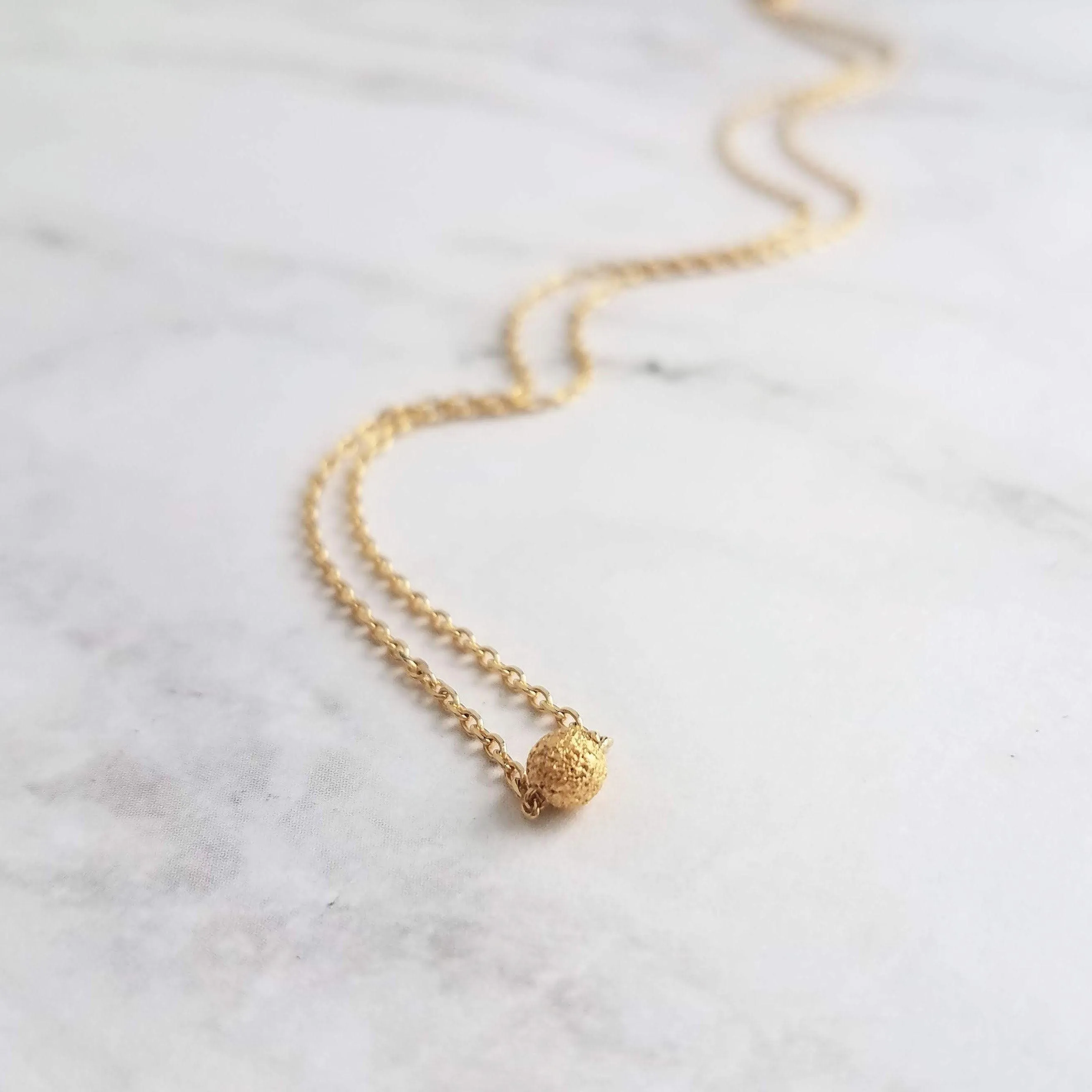 Tiny Gold Ball Necklace, simple gold necklace, little gold ball necklace, stardust necklace, gold bead necklace, layering necklace, minimal