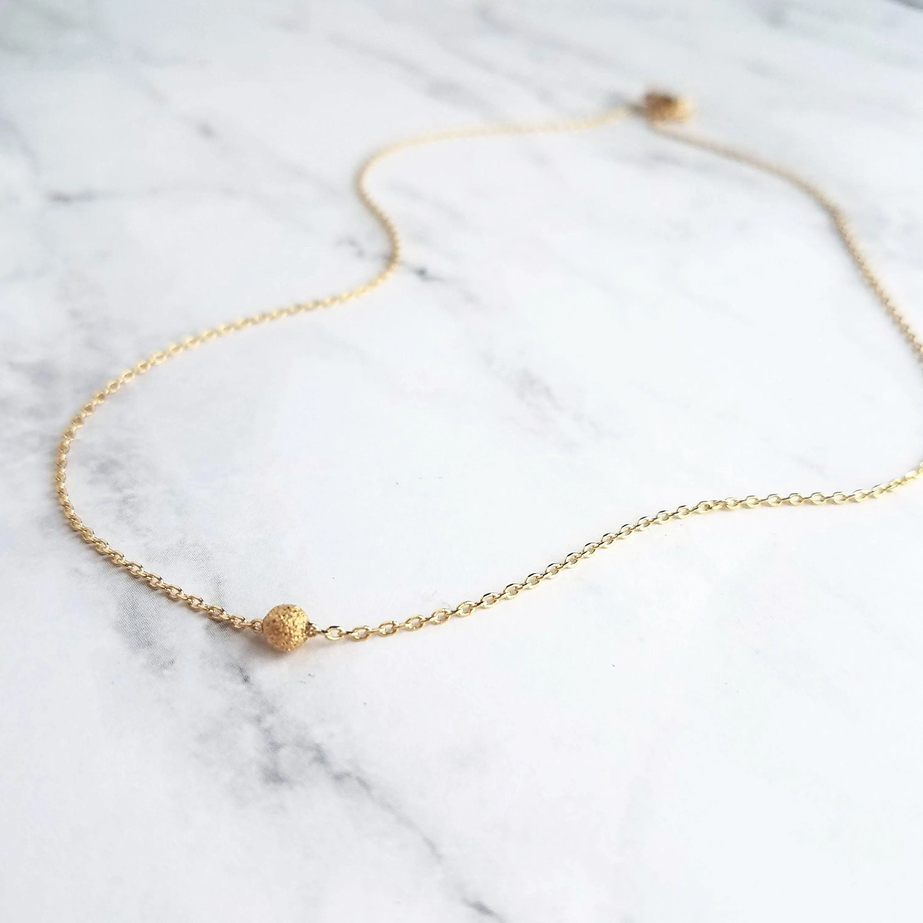 Tiny Gold Ball Necklace, simple gold necklace, little gold ball necklace, stardust necklace, gold bead necklace, layering necklace, minimal