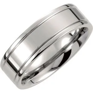 Titanium 7 mm Grooved Band Size 12.5