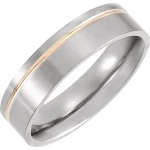 Titanium & 18K Rose Gold PVD 6 mm Grooved Band Size 11