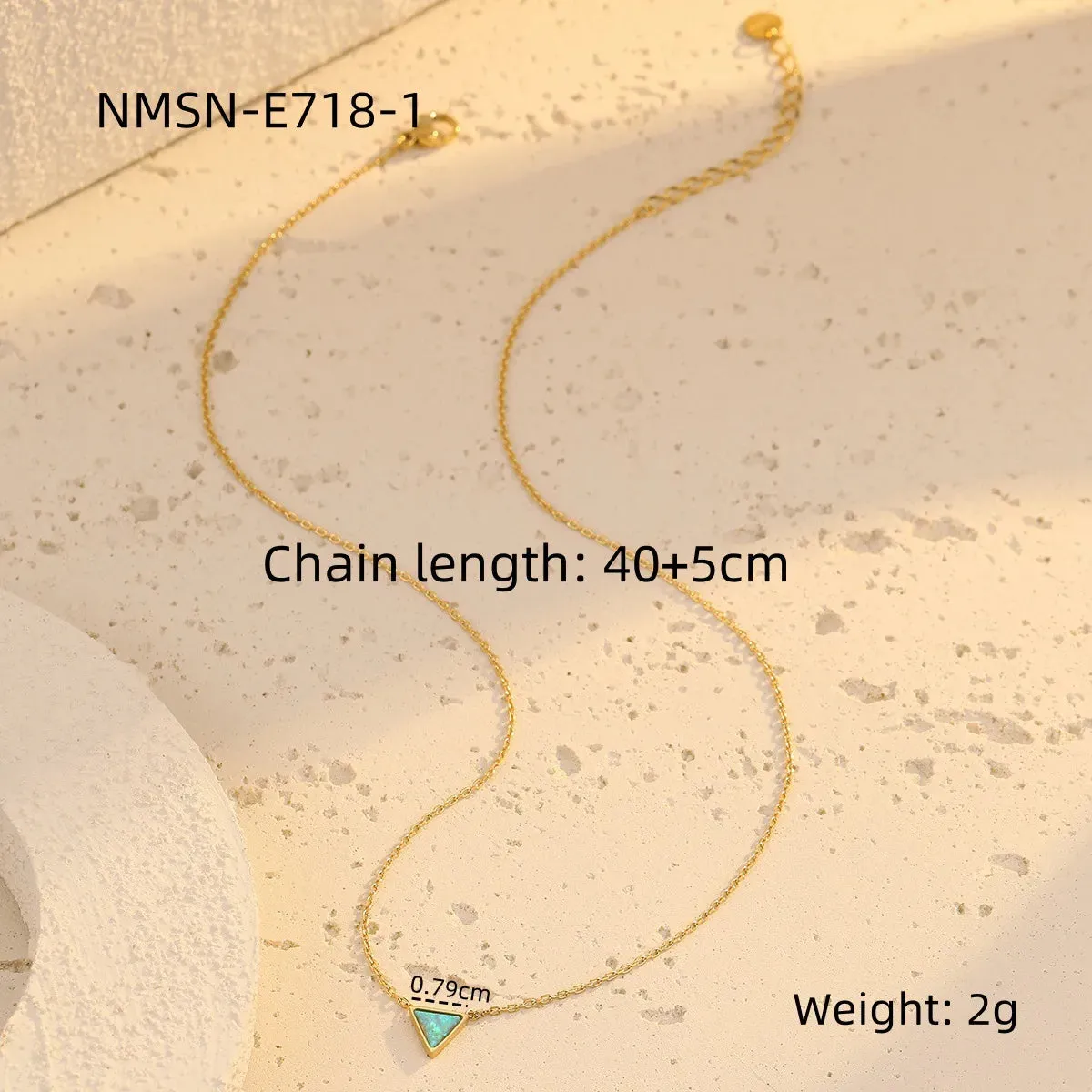 Triangle Stone 304 Stainless Steel Natural Stone 18K Gold Plated Inlay Necklace
