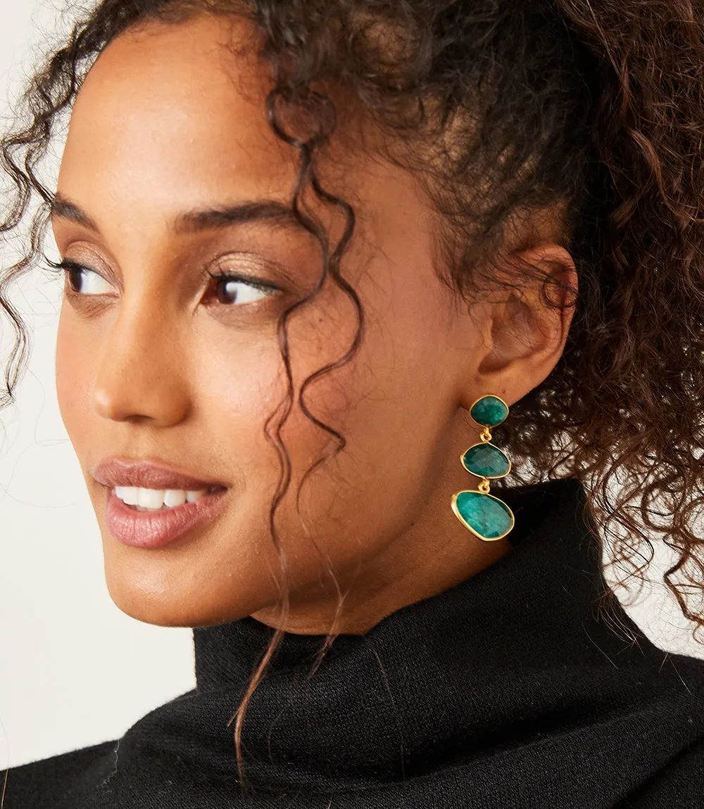 Triple Drop Gemstone Earrings