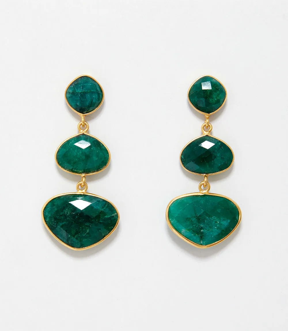 Triple Drop Gemstone Earrings