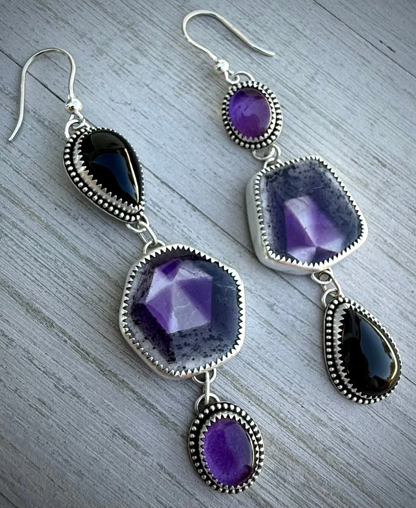 Triple Stoned Earrings