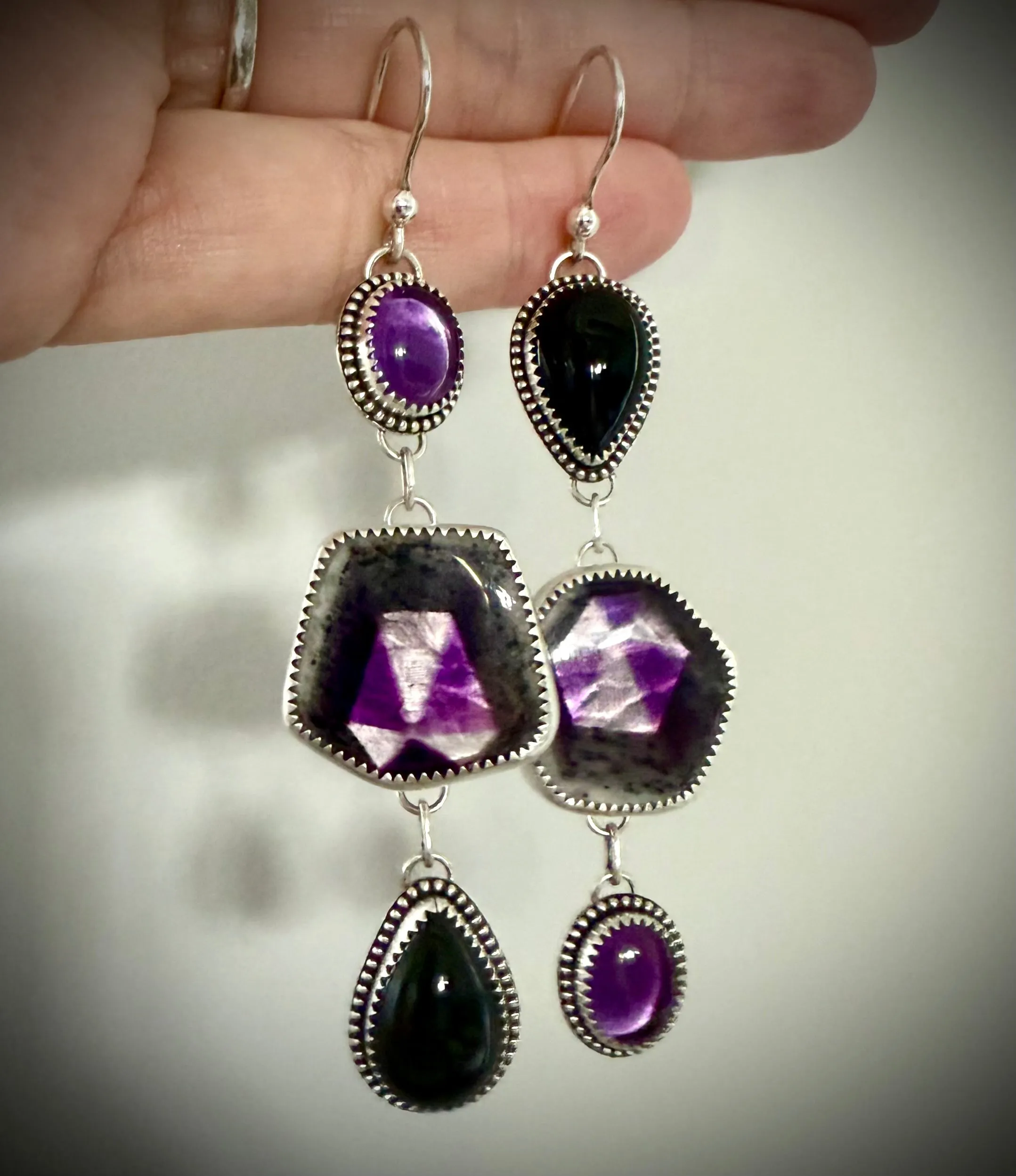 Triple Stoned Earrings