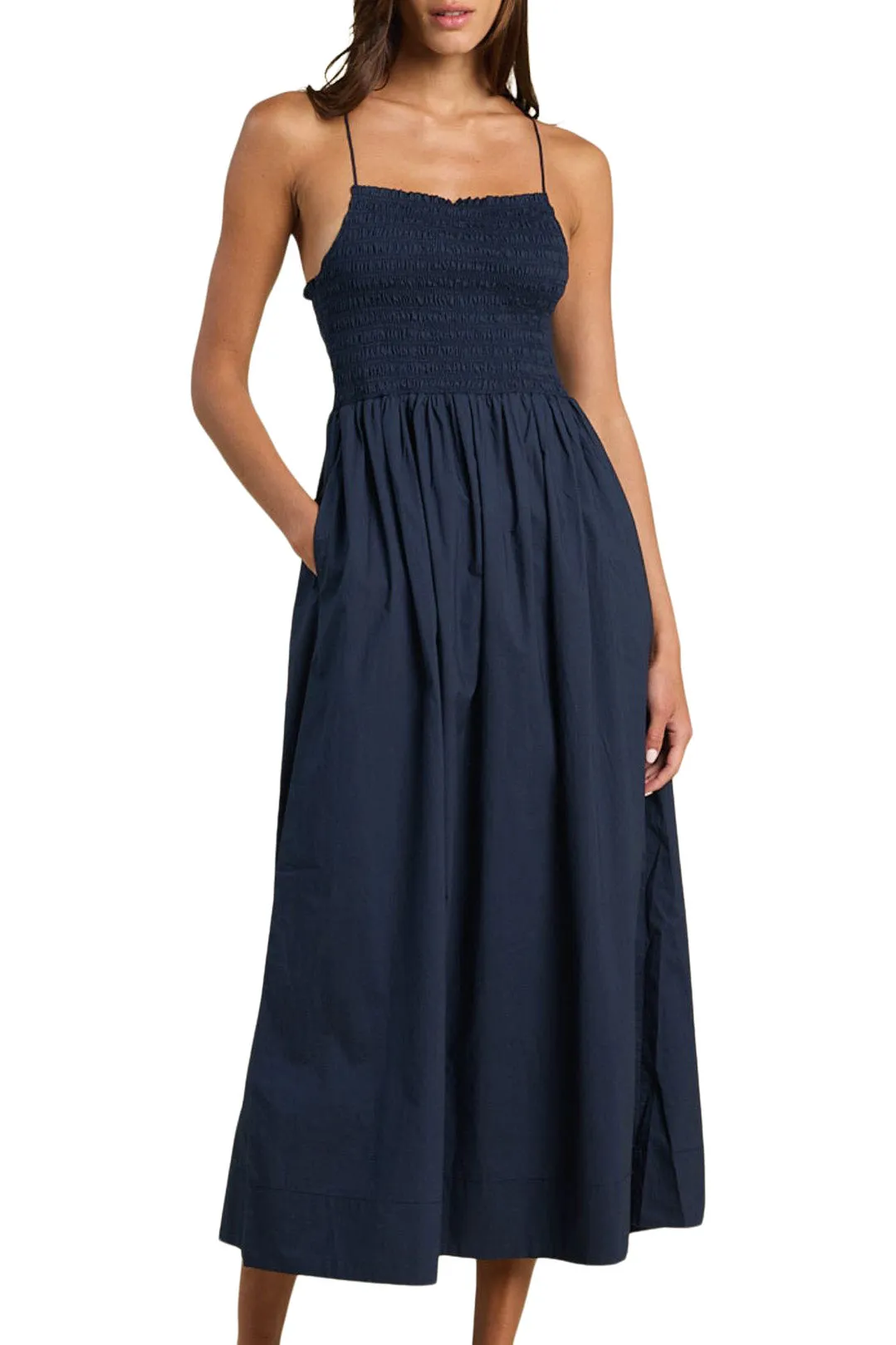 Trovata Birds of Paradis Carmen Dress in Navy