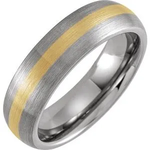Tungsten & 18K Yellow Gold PVD 6 mm Domed Band Size 8