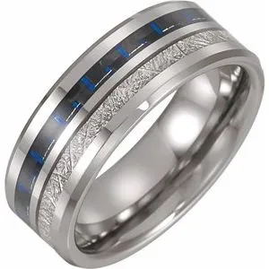 Tungsten Band with Imitation Meteorite & Carbon Fiber Inlay Size 12