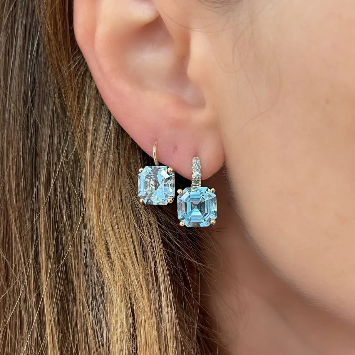 Twinkle Twinkle Octagonal Blue Topaz Drop Earrings