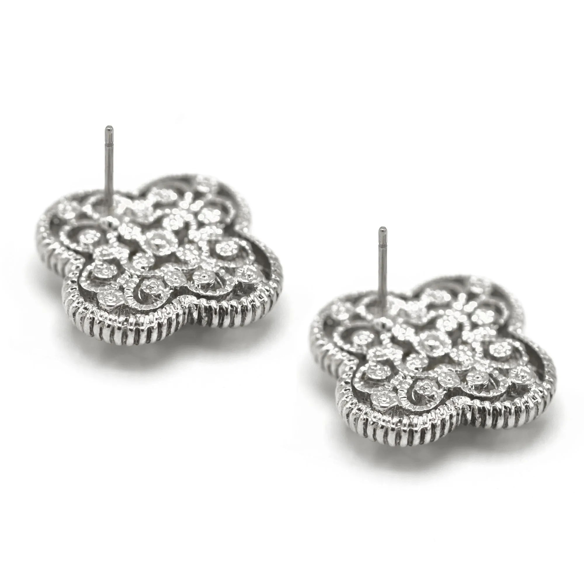 Two tone Filigree flower Earrings #23165ER-TT(EE8)