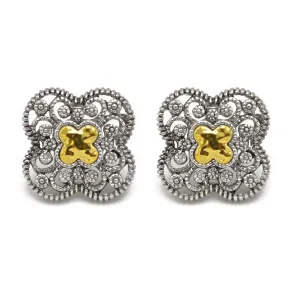 Two tone Filigree flower Earrings #23165ER-TT(EE8)