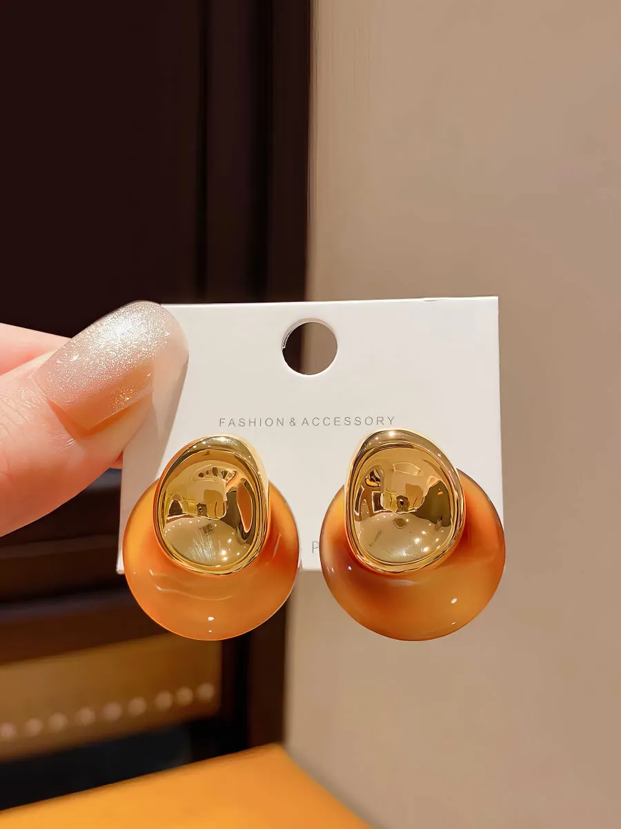 Two Tone Statement Resin Earrings