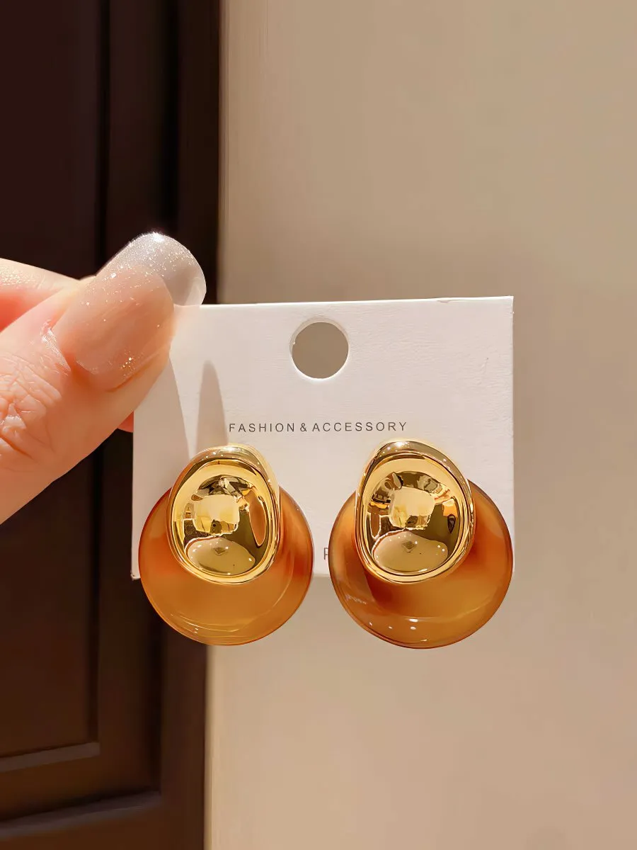 Two Tone Statement Resin Earrings