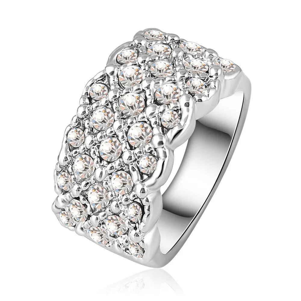 Unique Luxury Rose Gold Plating Engagement Wedding Rings With Austrian Crystals Charm Jewelry
