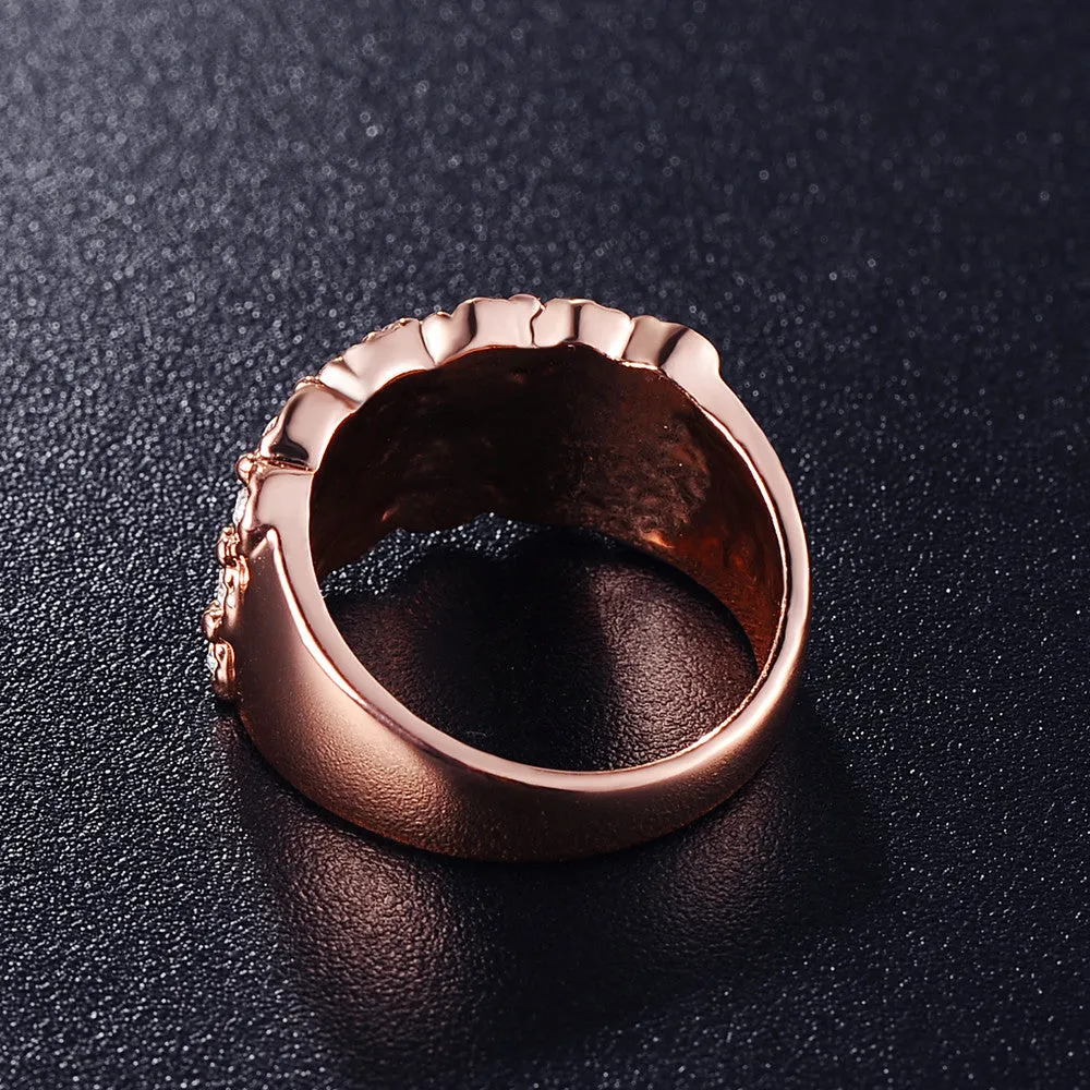 Unique Luxury Rose Gold Plating Engagement Wedding Rings With Austrian Crystals Charm Jewelry