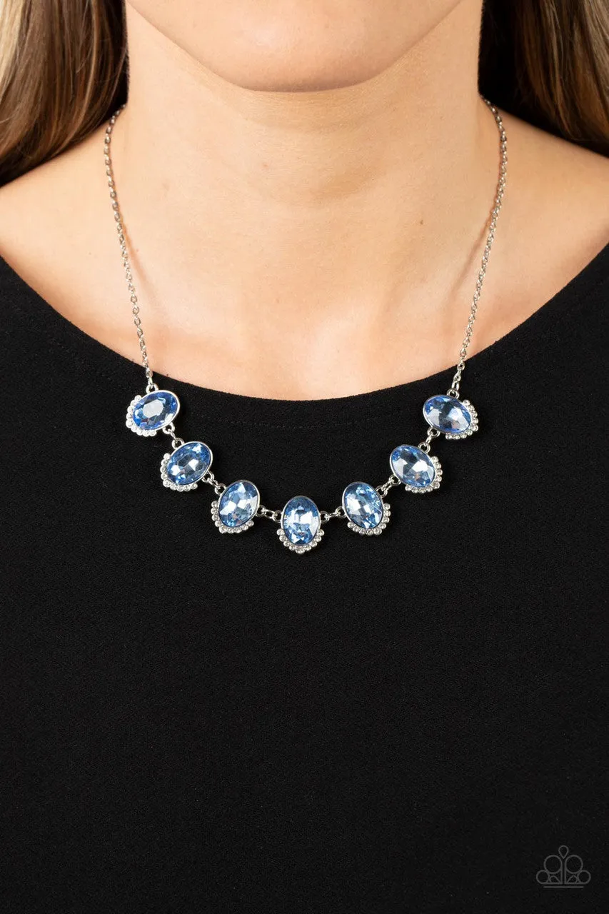 Unleash Your Sparkle - Blue - Oval Rhinestone Paparazzi Short Necklace