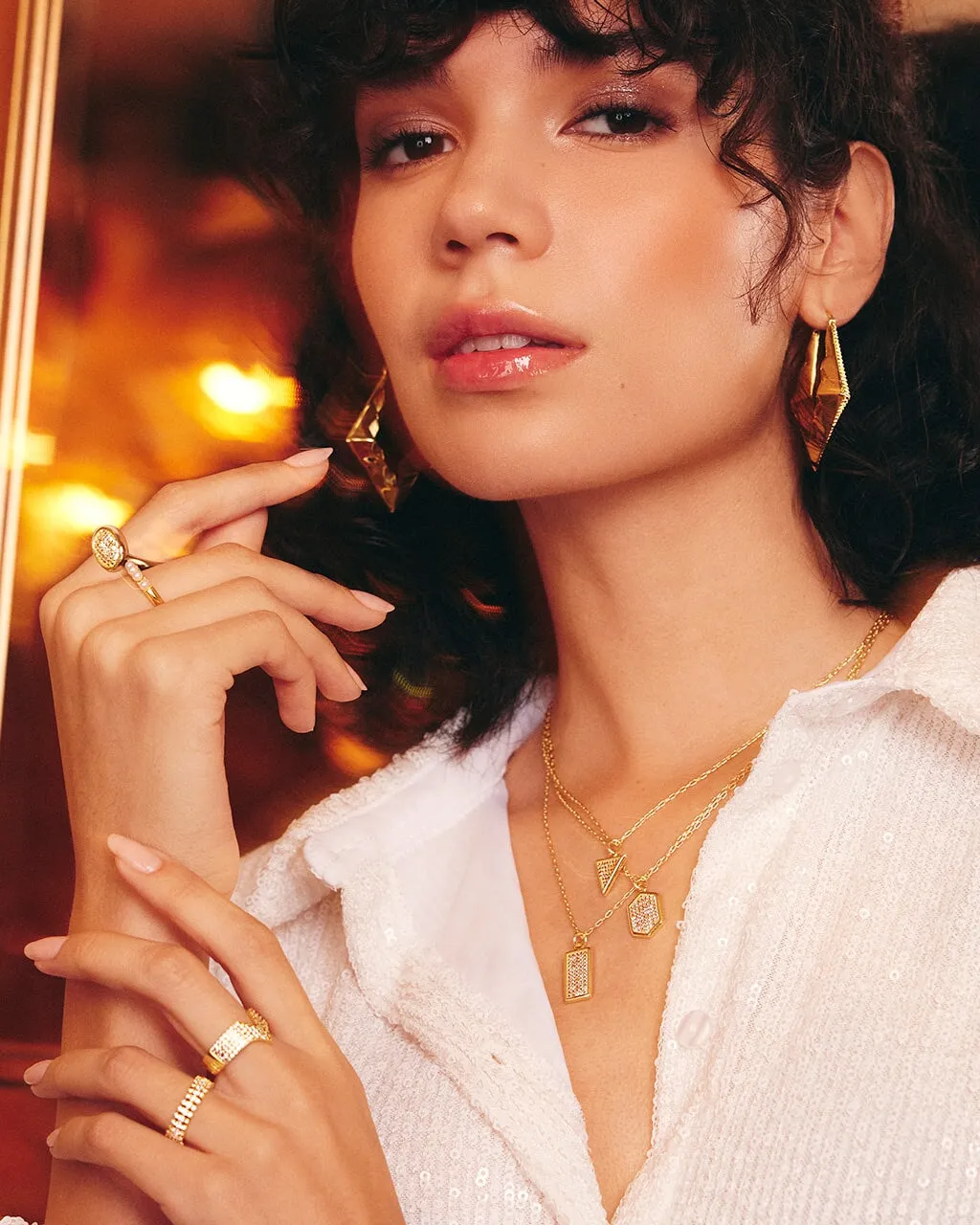 Vaylen CZ Rectangular Pendant Necklace