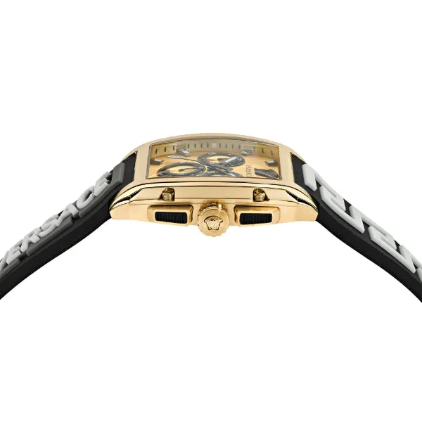 Versace Dominus Black Silicone Strap Gold Dial Chronograph Quartz Watch for Gents - VE6H00223