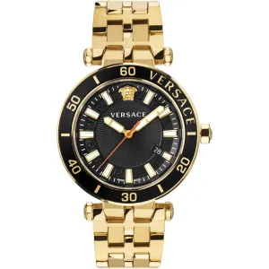 Versace Greca Sport Gold Stainless Steel Black Dial Quartz Watch for Unisex - VEZ300721