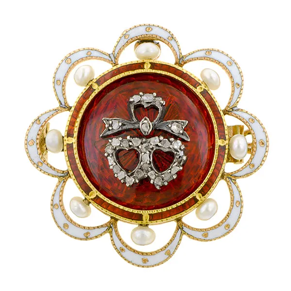 Victorian Diamond Enamel* Pin