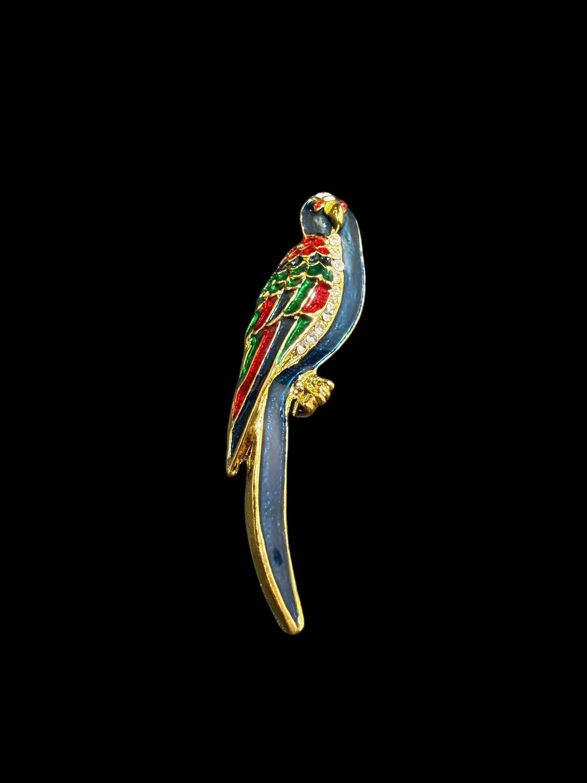 Vintage Animal Brooches Frog Bird Pins Rhinestone Enamel Gold Tone