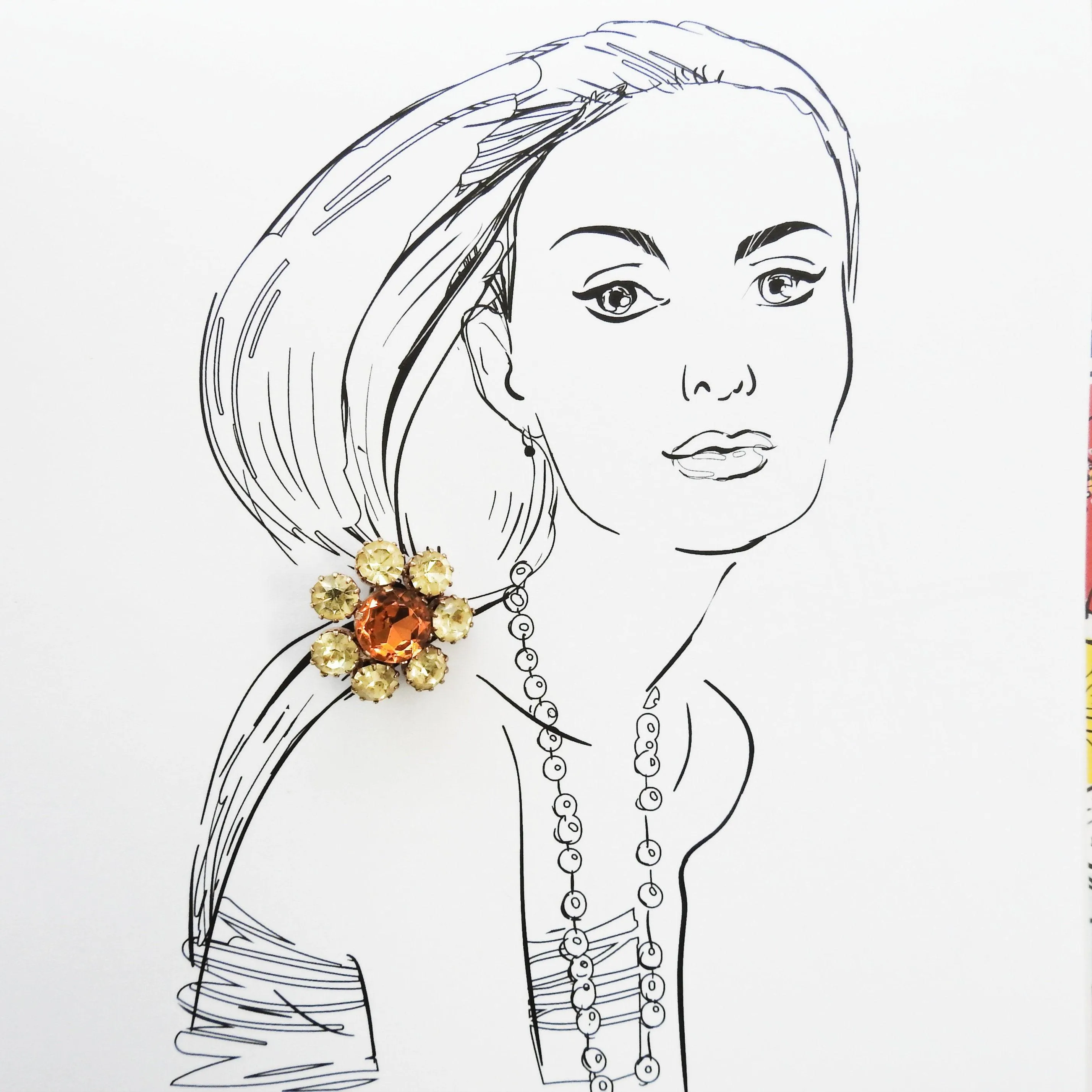 Vintage crystal flower broach pin