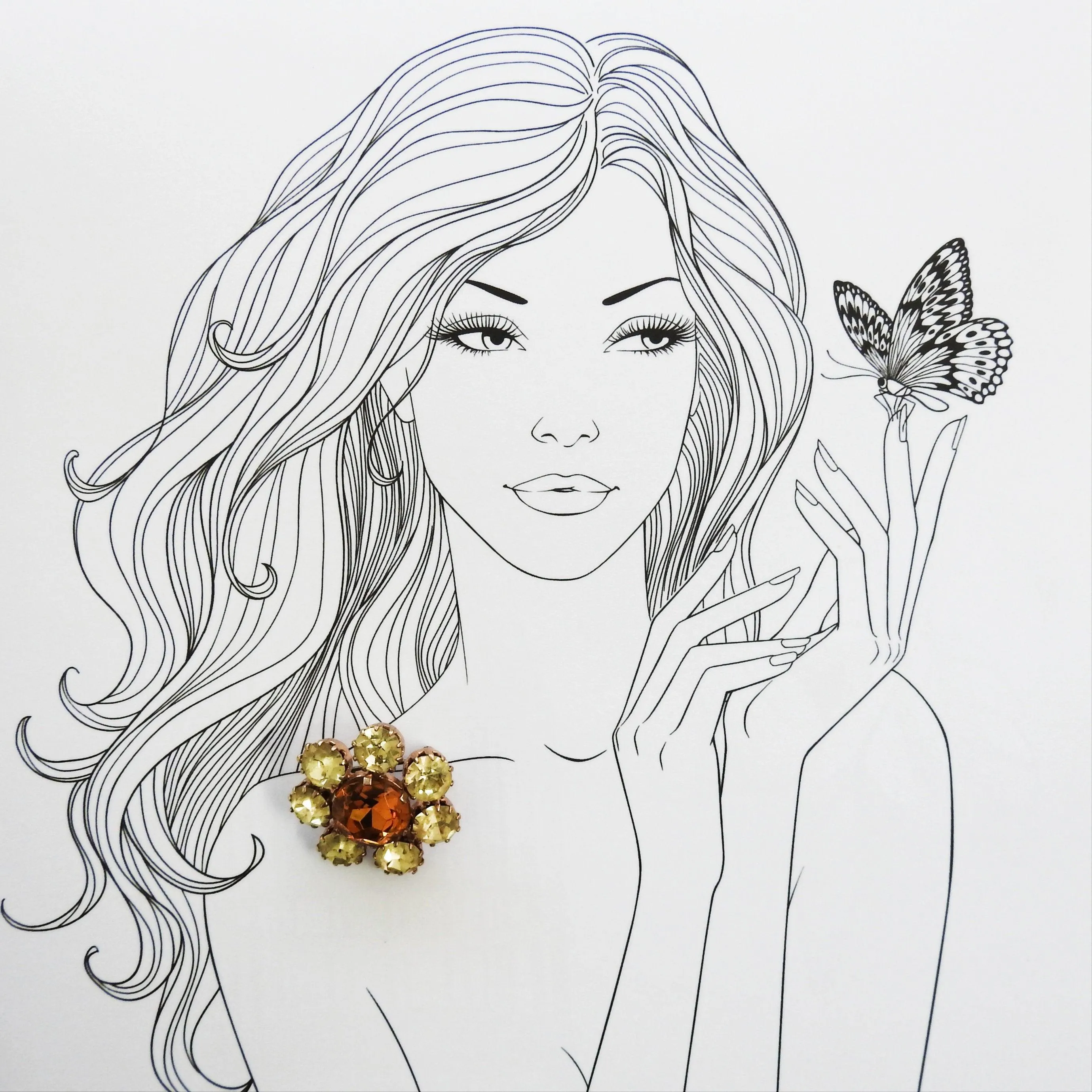 Vintage crystal flower broach pin