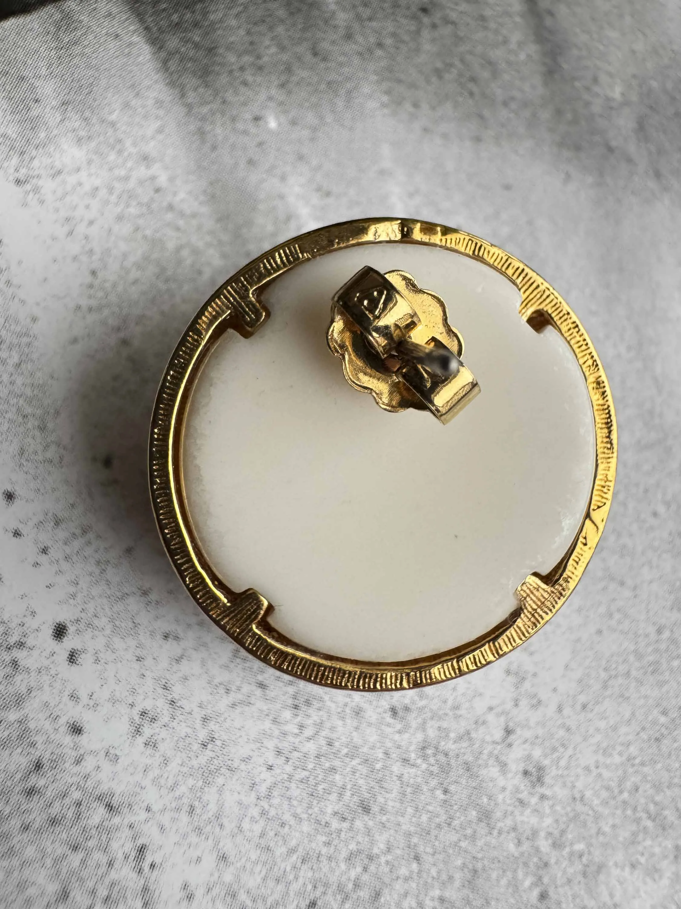 Vintage Monogrammed Gold & Pearl Earrings – Statement Elegance