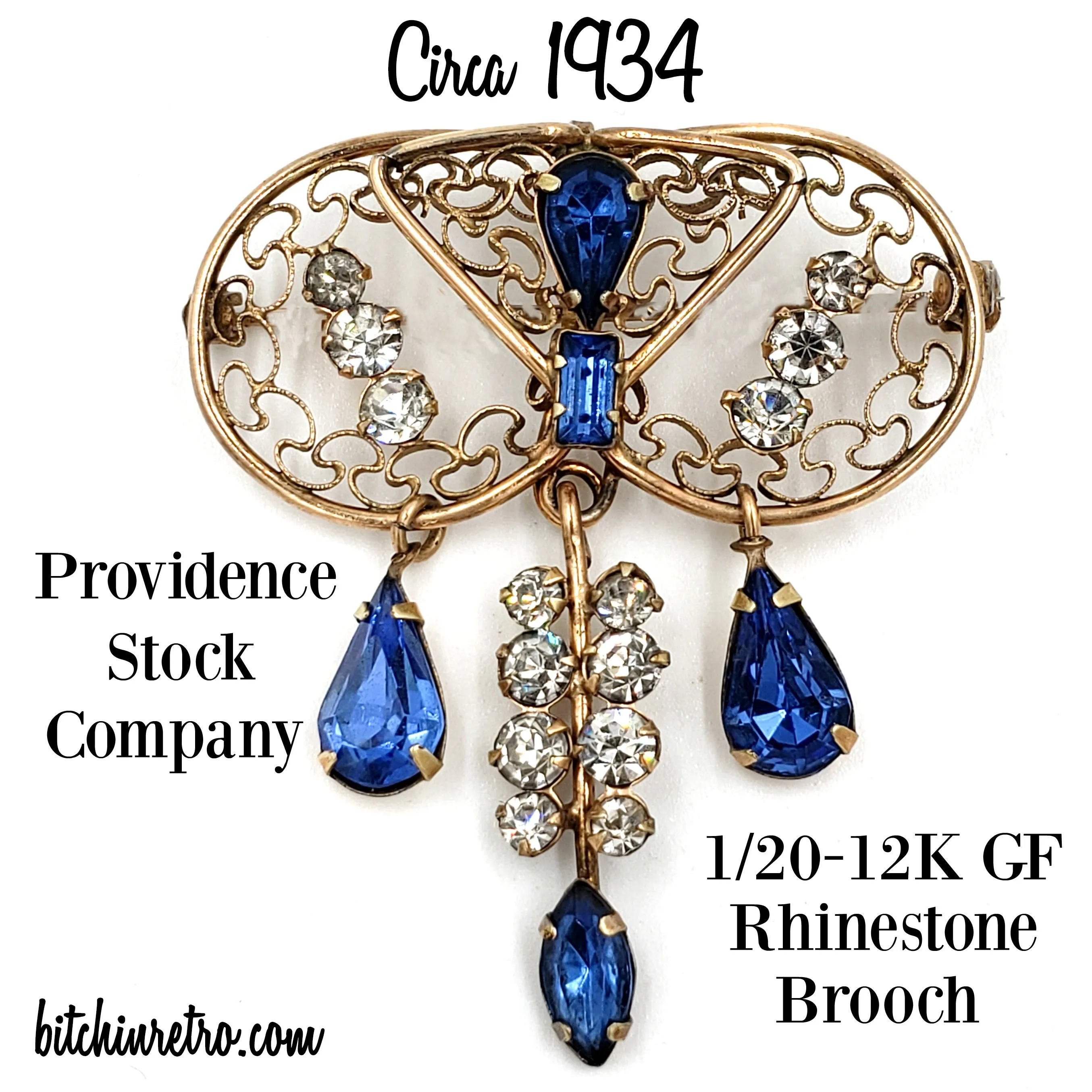 Vintage Providence Stock Co Rhinestone Brooch and Pendant Circa 1934
