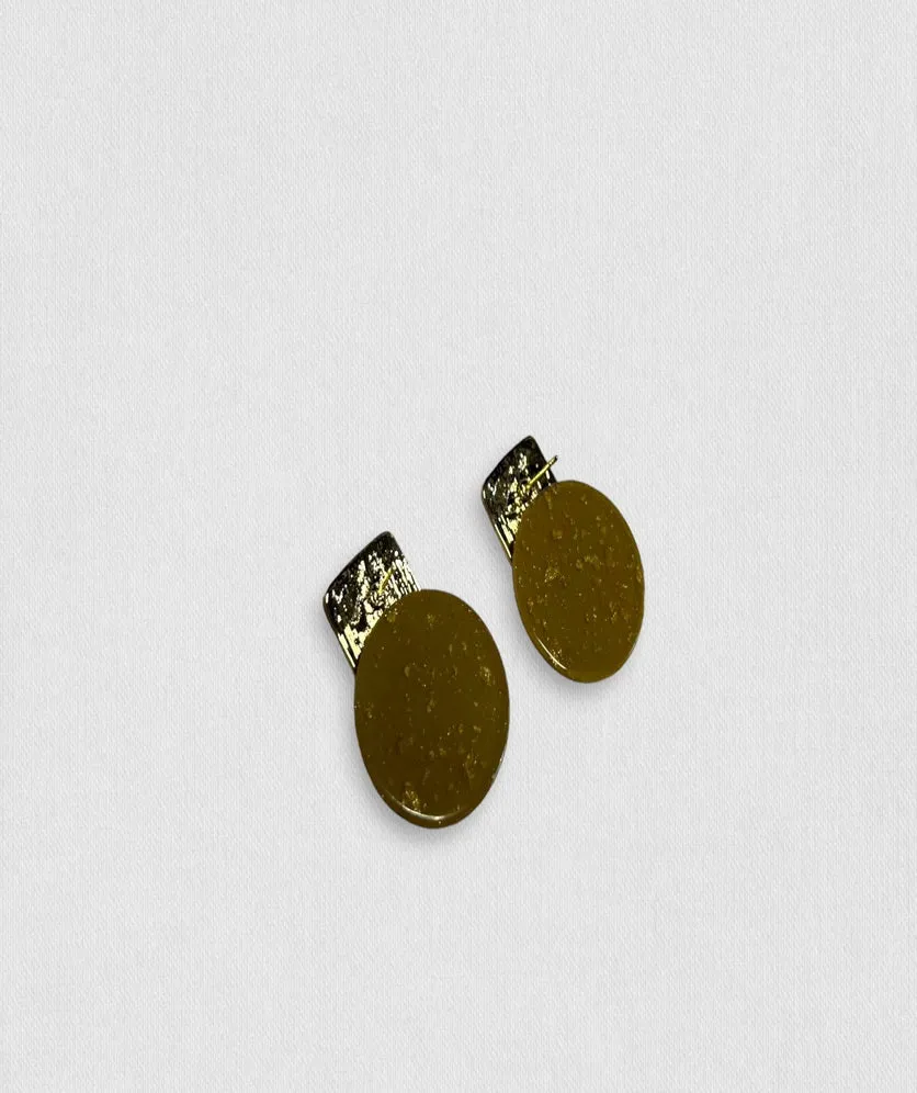 Vintage Resin Stud Earrings Geometric Imitation Natural Stone